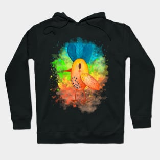 Watercolor bird with a splash of paint Hoodie